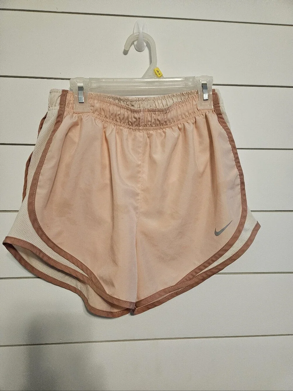 Nike Women's Light Pink Athletic Shorts with Contrast Trim Size S